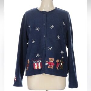 Croft & Barrow Blue Cardigan with Holiday Motifs